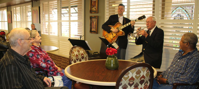 residents listening to live music